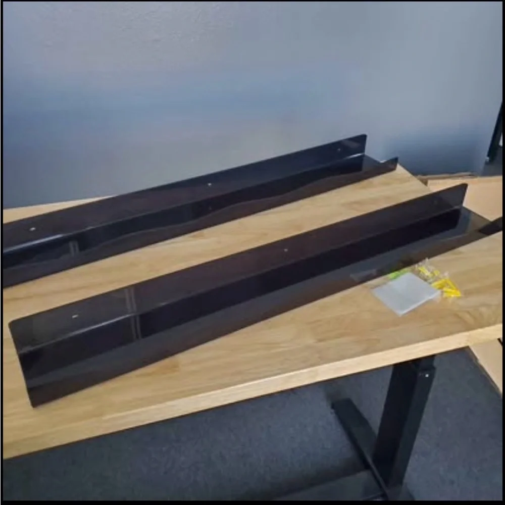 New Set of 2 Black Acrylic Shelves